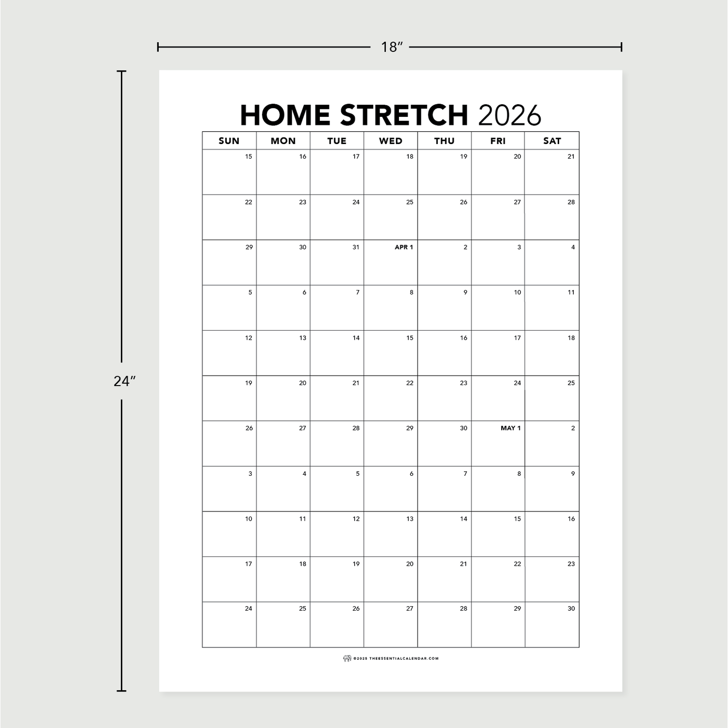 2025-2026 The Essential Family Calendar (Sunday-start)