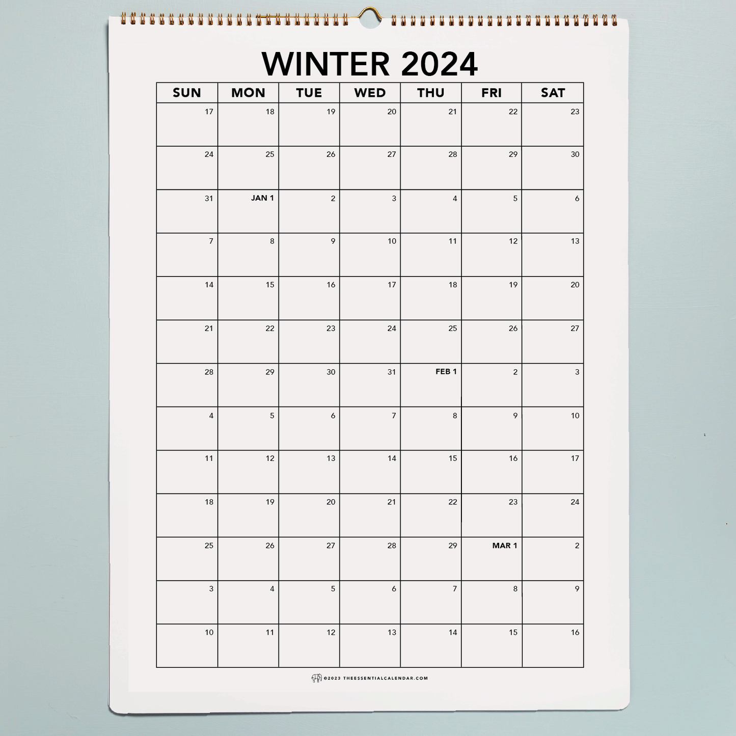 Sunday-start Bound Calendar