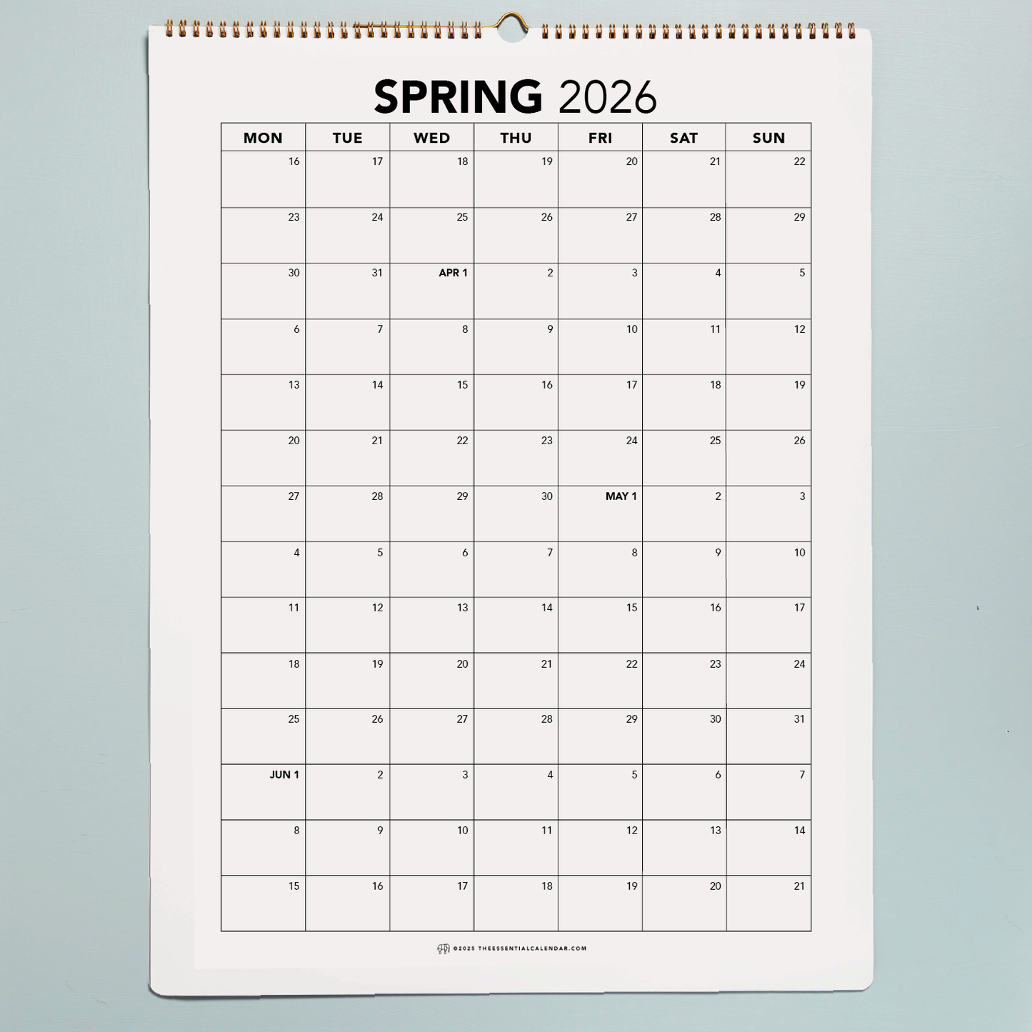 2026 Monday-start Bound Calendar