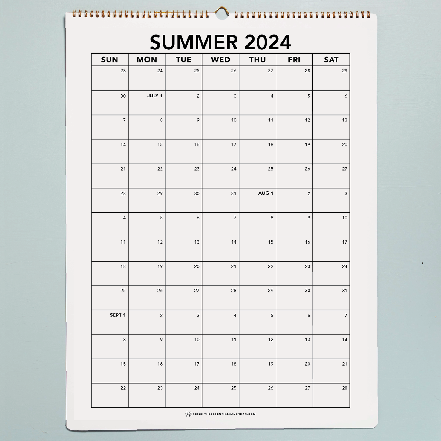 Sunday-start Bound Calendar