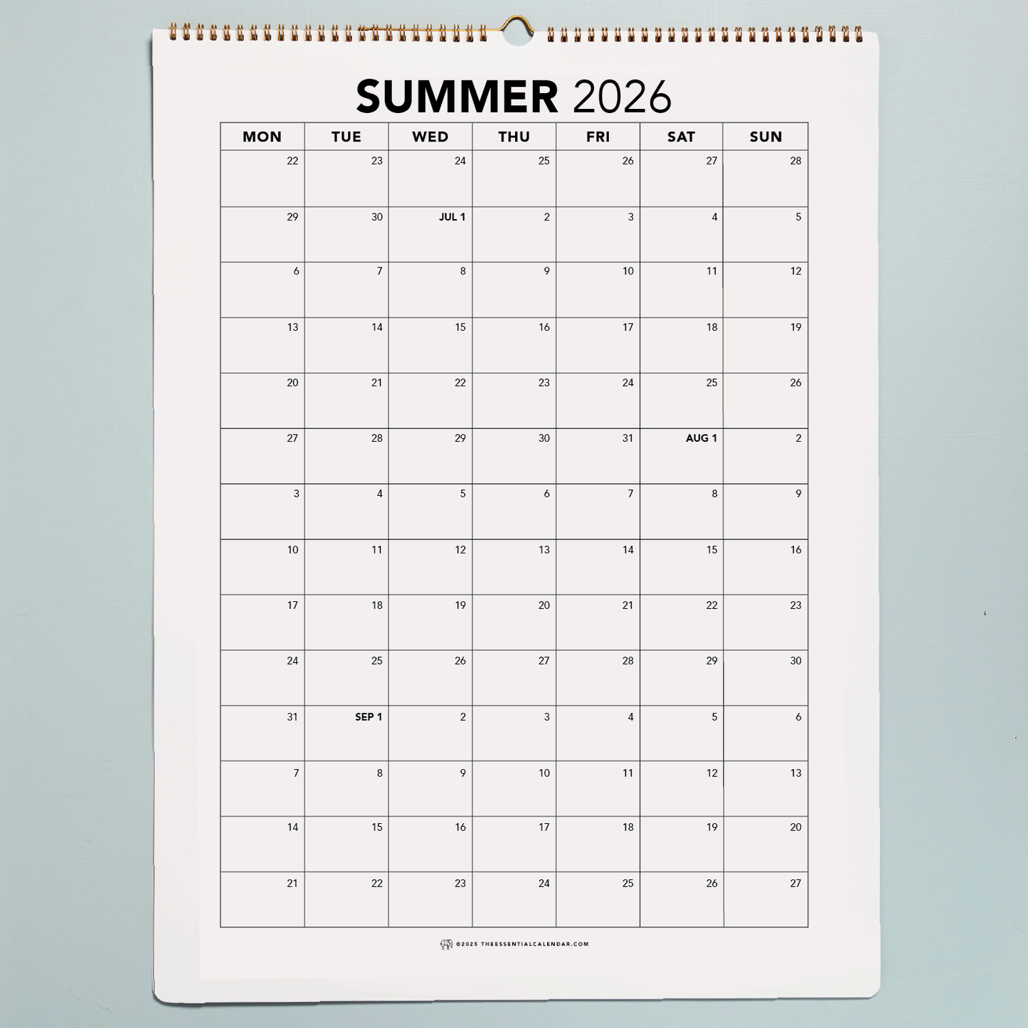 2026 Monday-start Bound Calendar