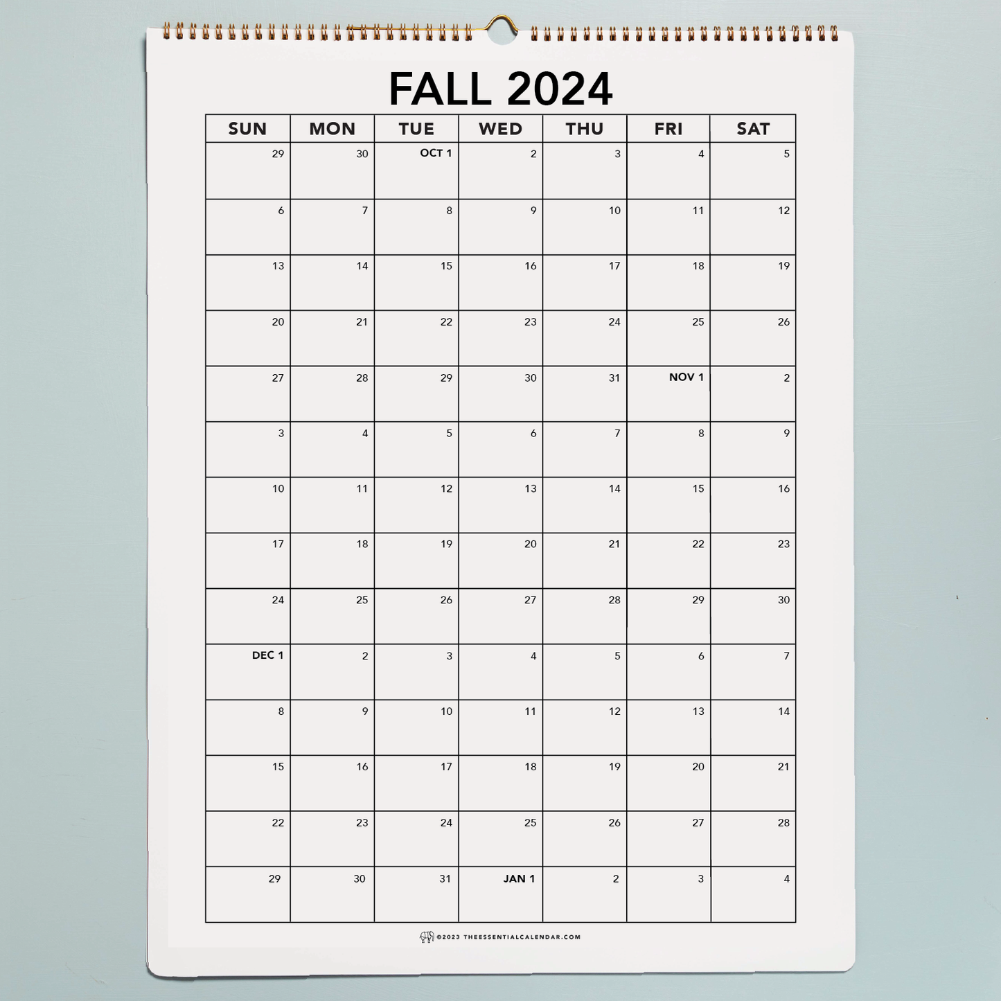 Sunday-start Bound Calendar