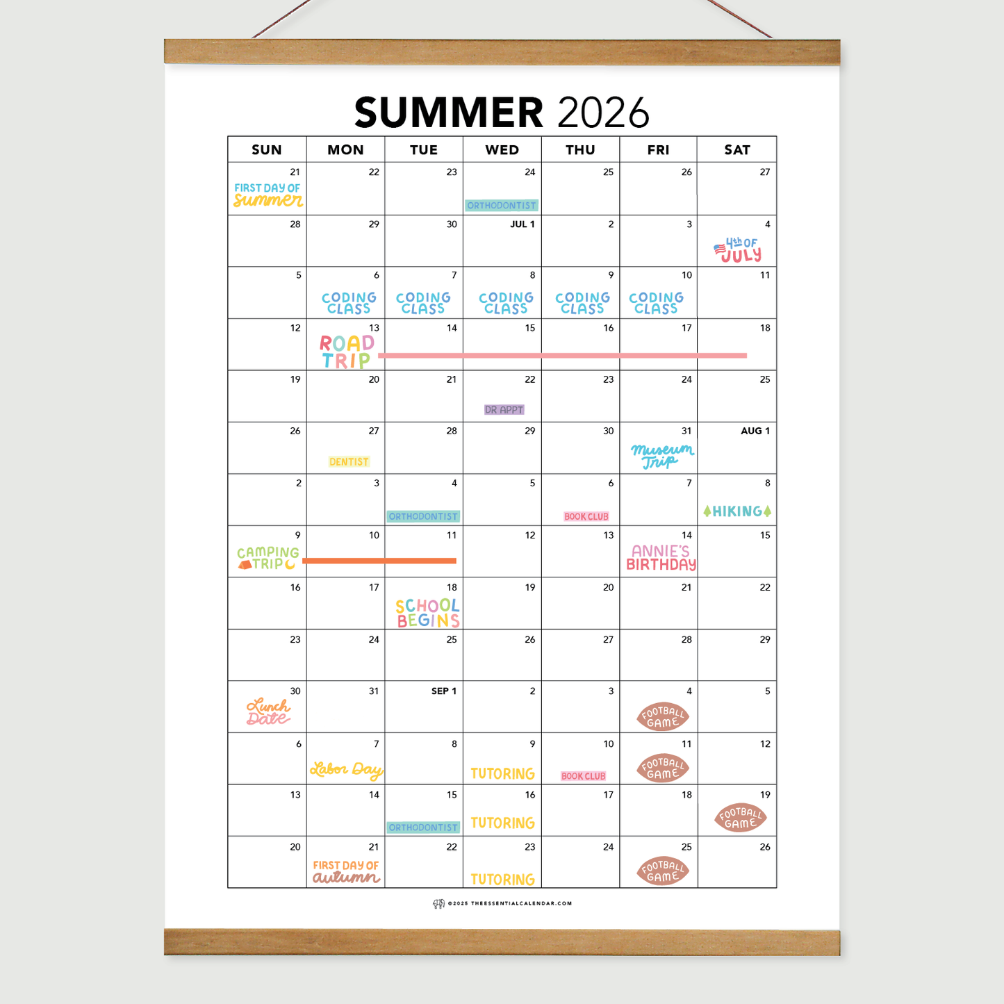 2026 Sunday-start Seasonal Calendar