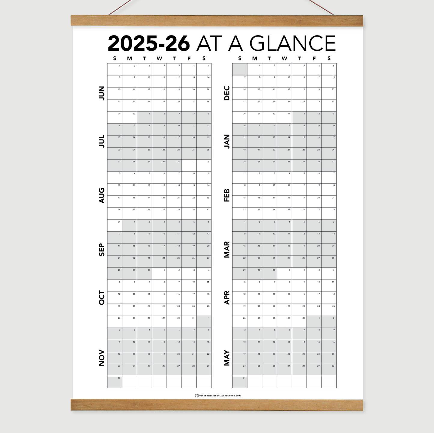 June 2025 - May 2026 At a Glance (Sunday-start)