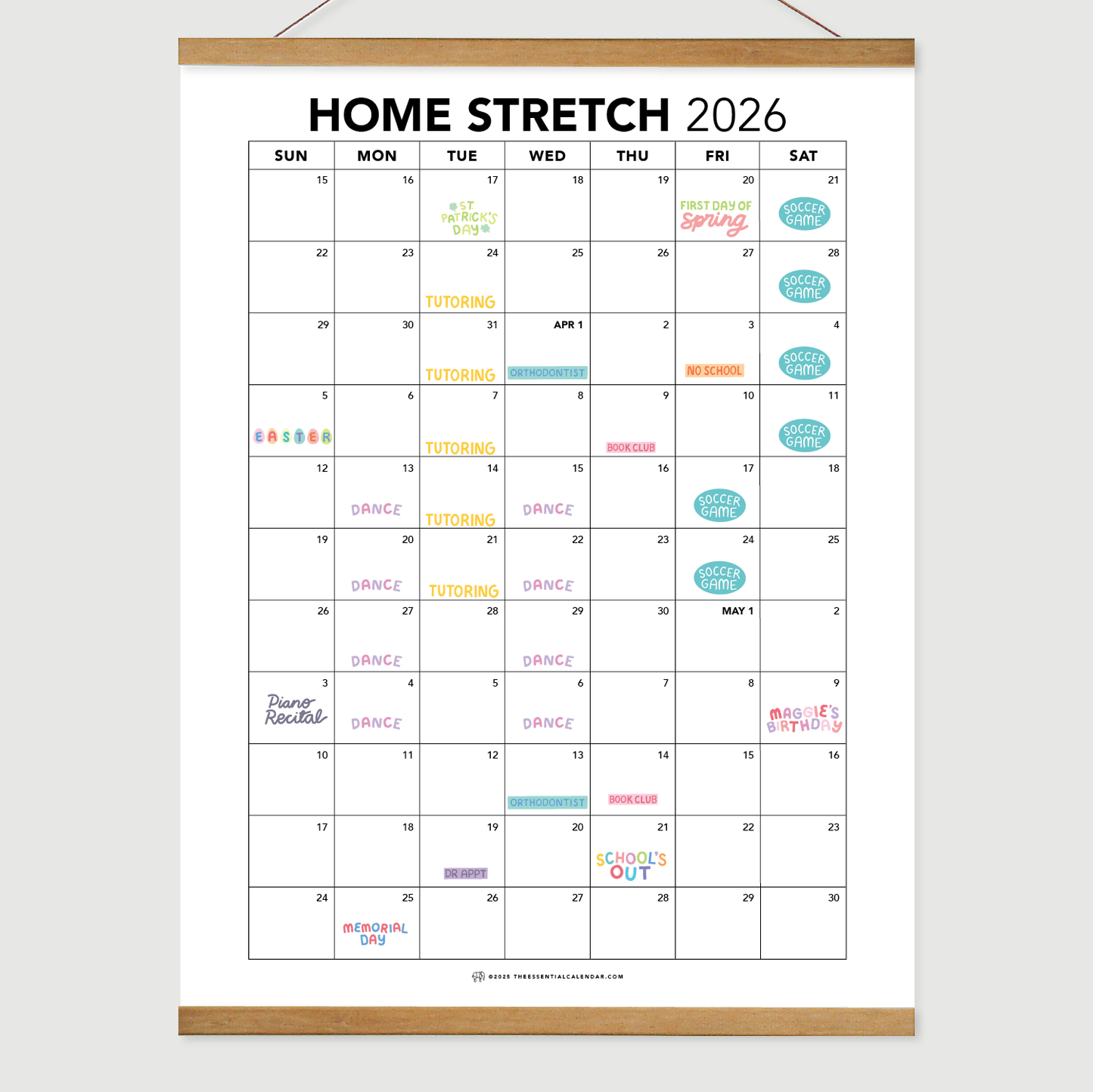 2025-2026 The Essential Family Calendar (Sunday-start)