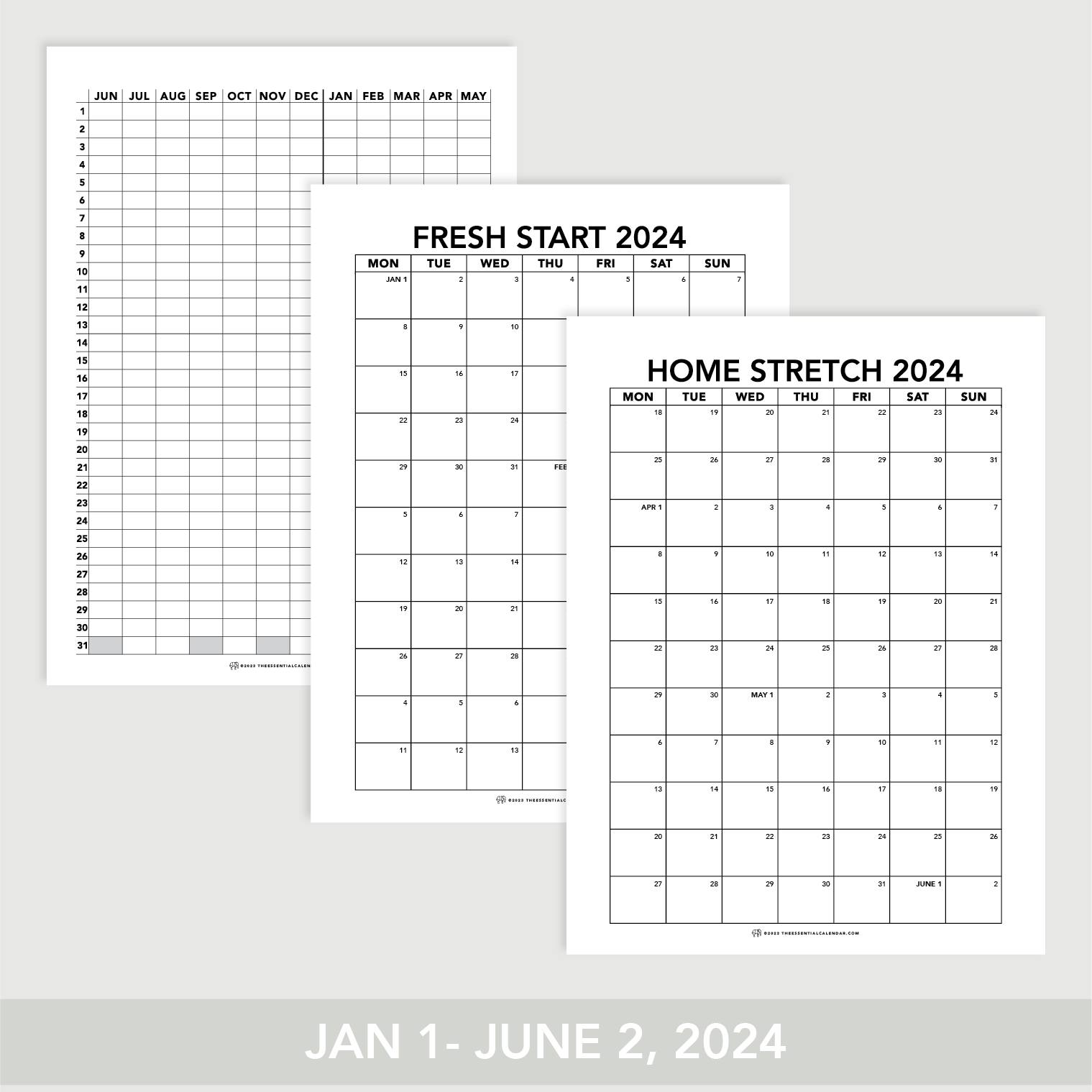 Monday-Start Calendar, 3 sheet bundle – The Essential Calendar