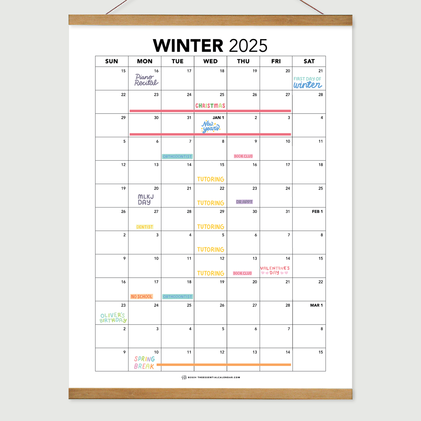 2025 Sunday-start Annual Calendar