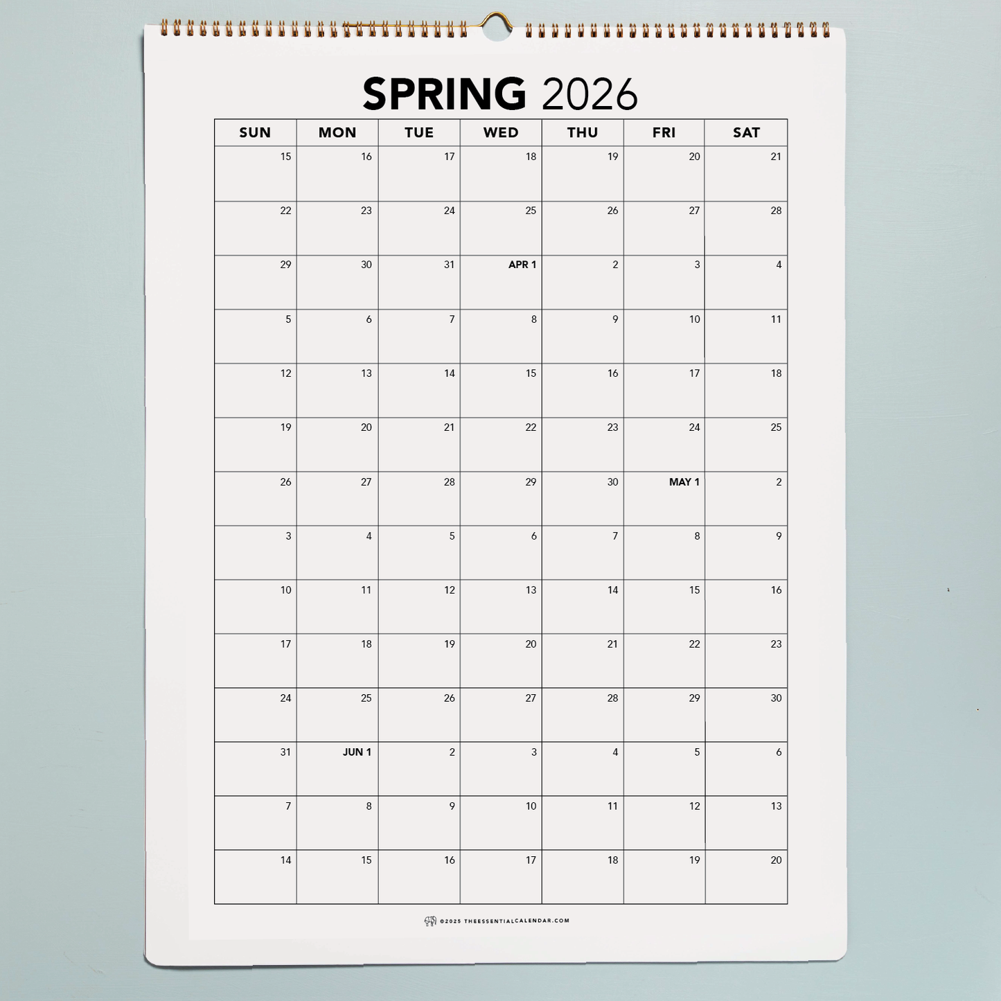 2026 Sunday-start Bound Calendar