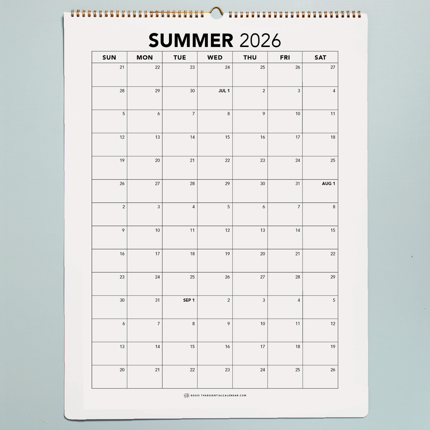 2026 Sunday-start Bound Calendar