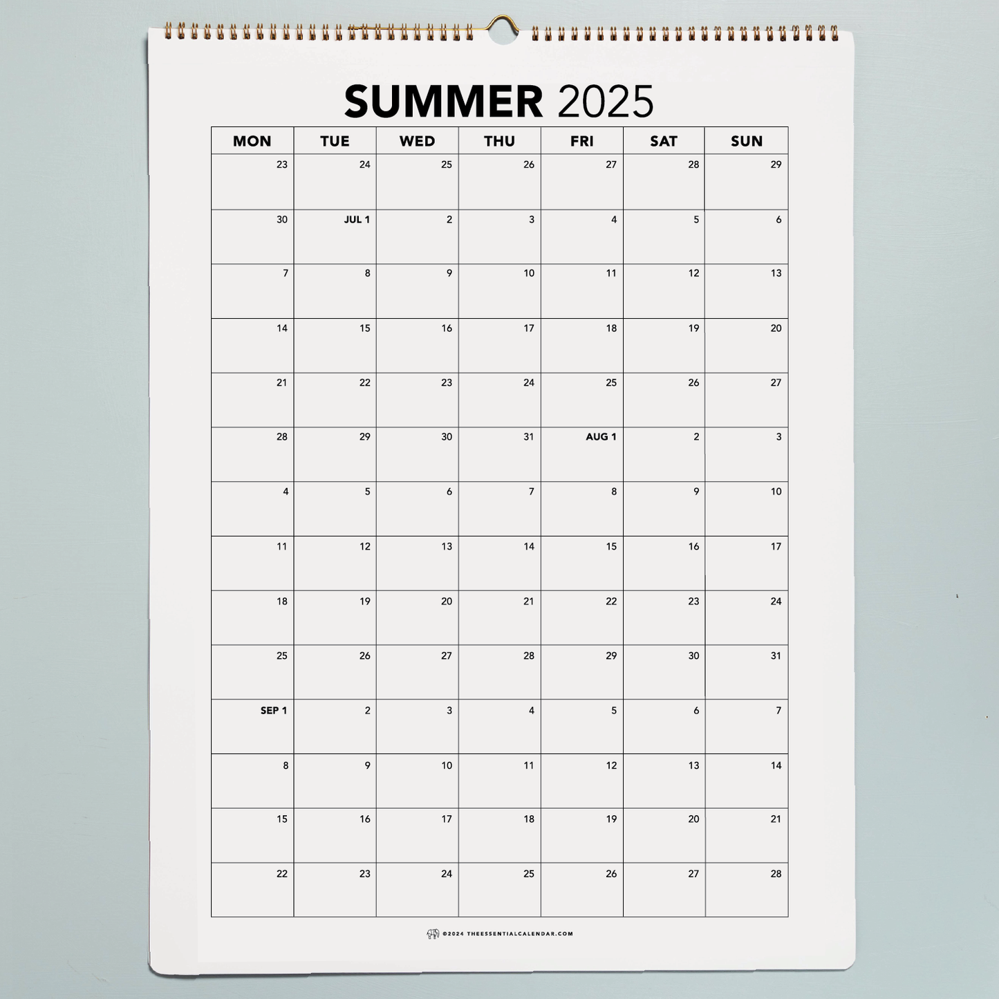 2025 Monday-start Bound Calendar