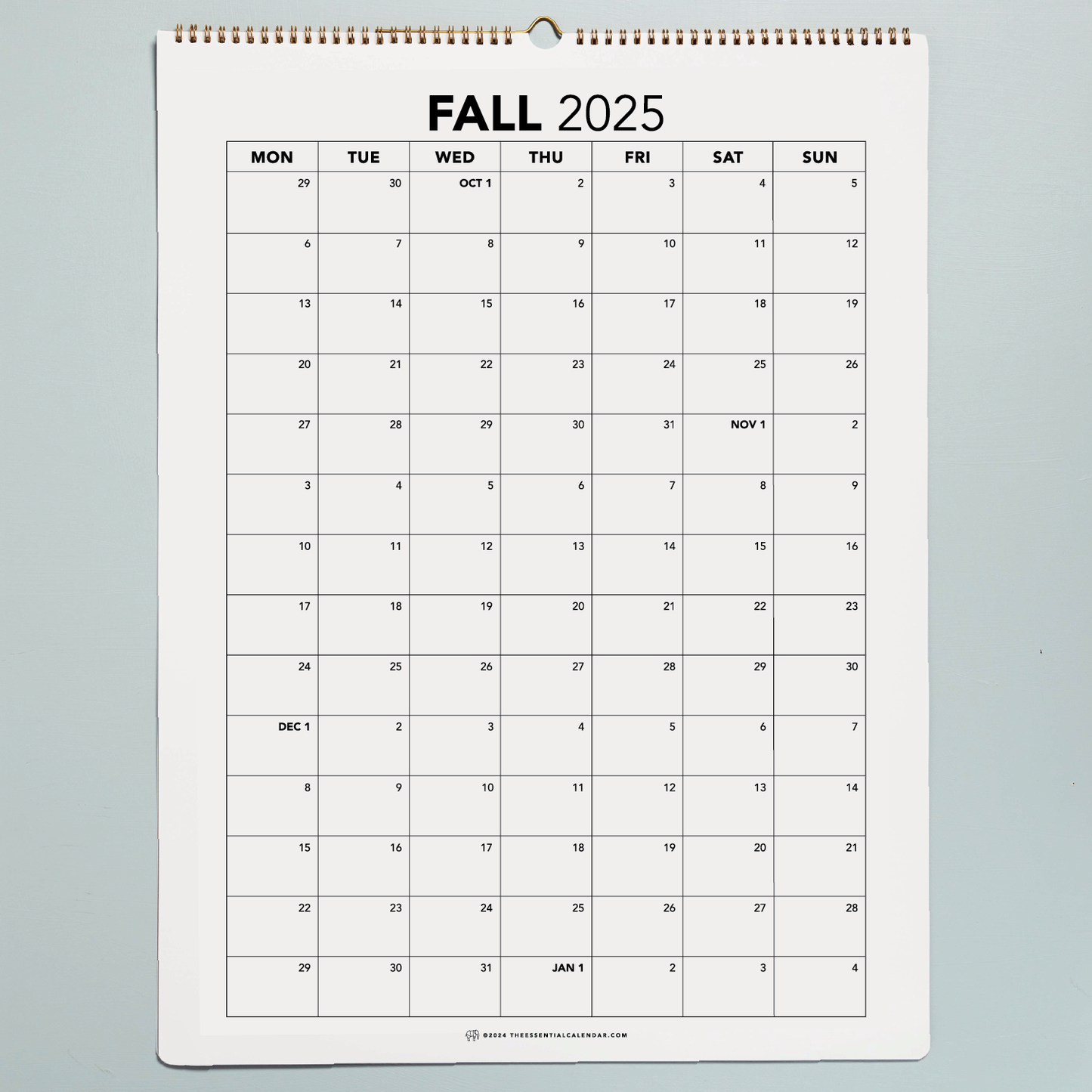 2025 Monday-start Bound Calendar