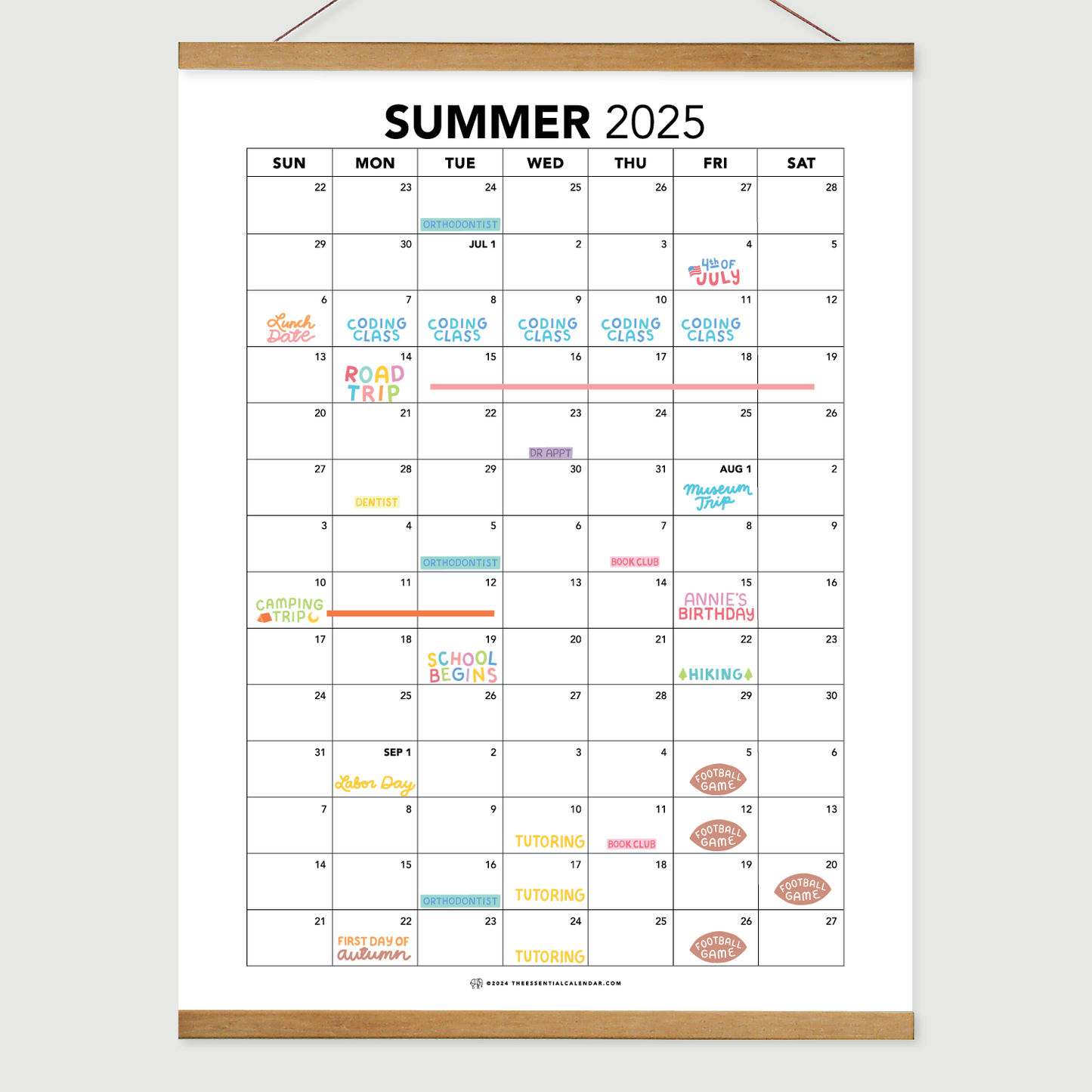 2025 Sunday-start Summer Calendar