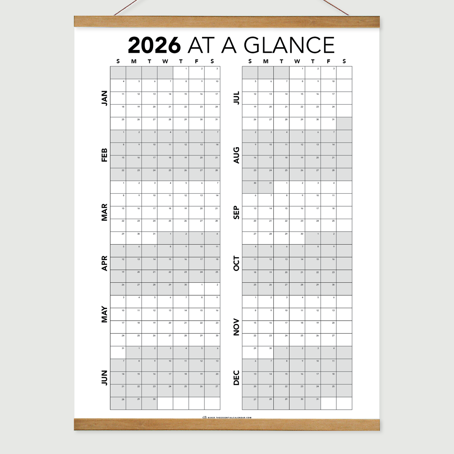 2026 Sunday-start At a Glance