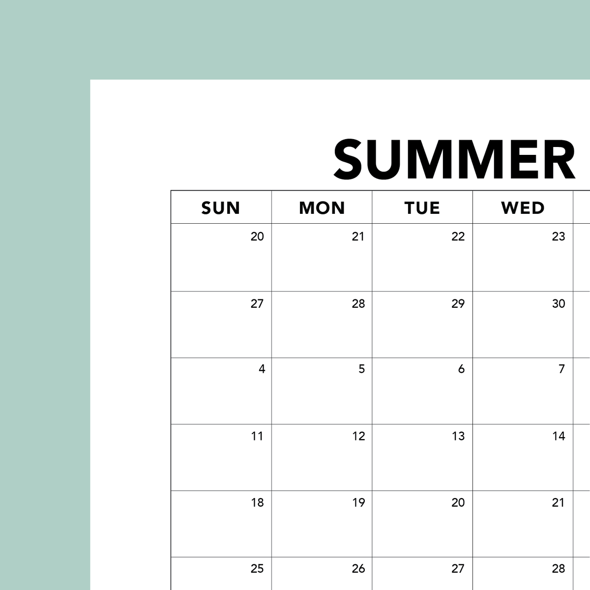 Summer 2027 Calendar