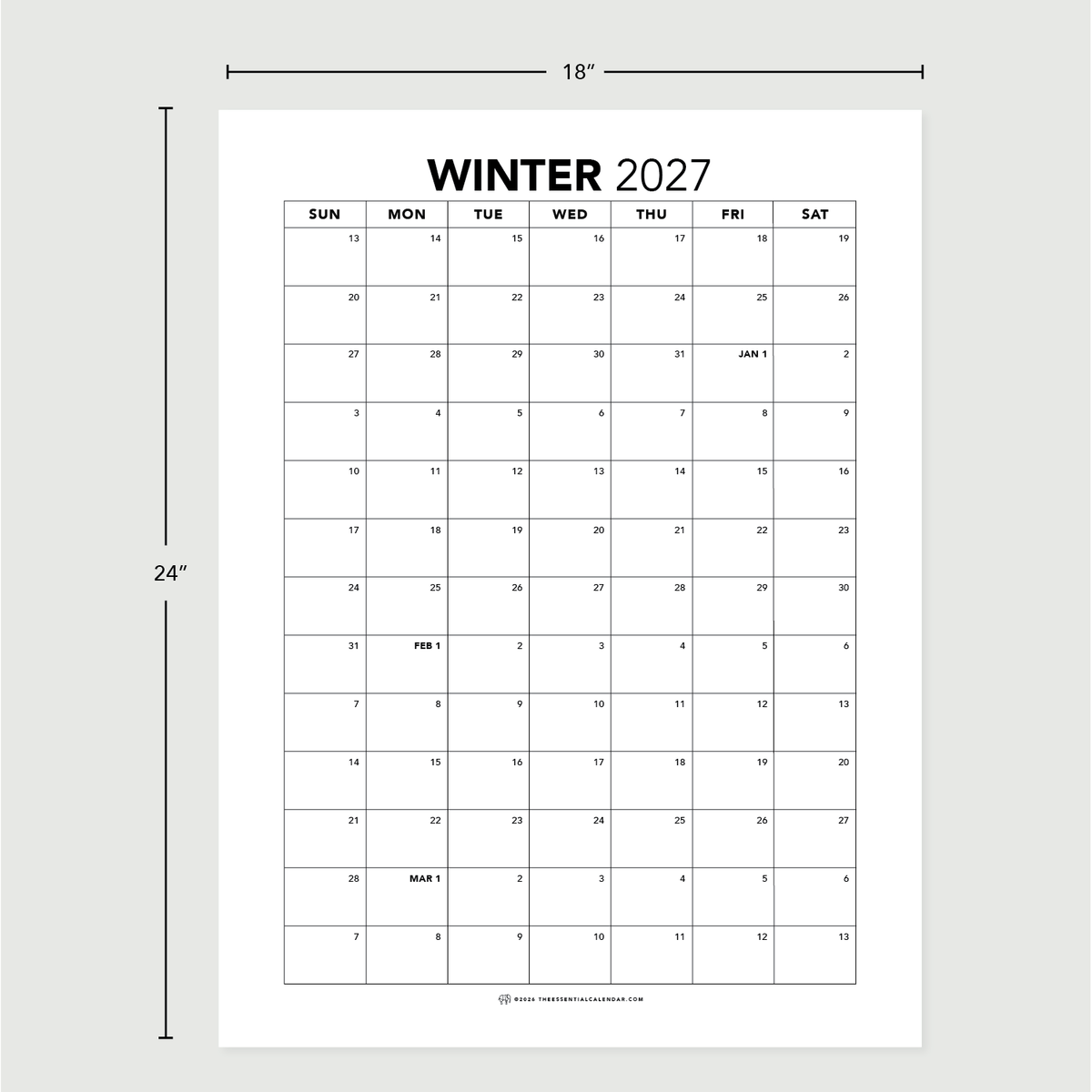 Winter 2027 Calendar