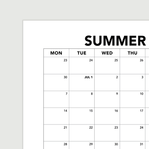 Back to School Calendars (Monday-start)