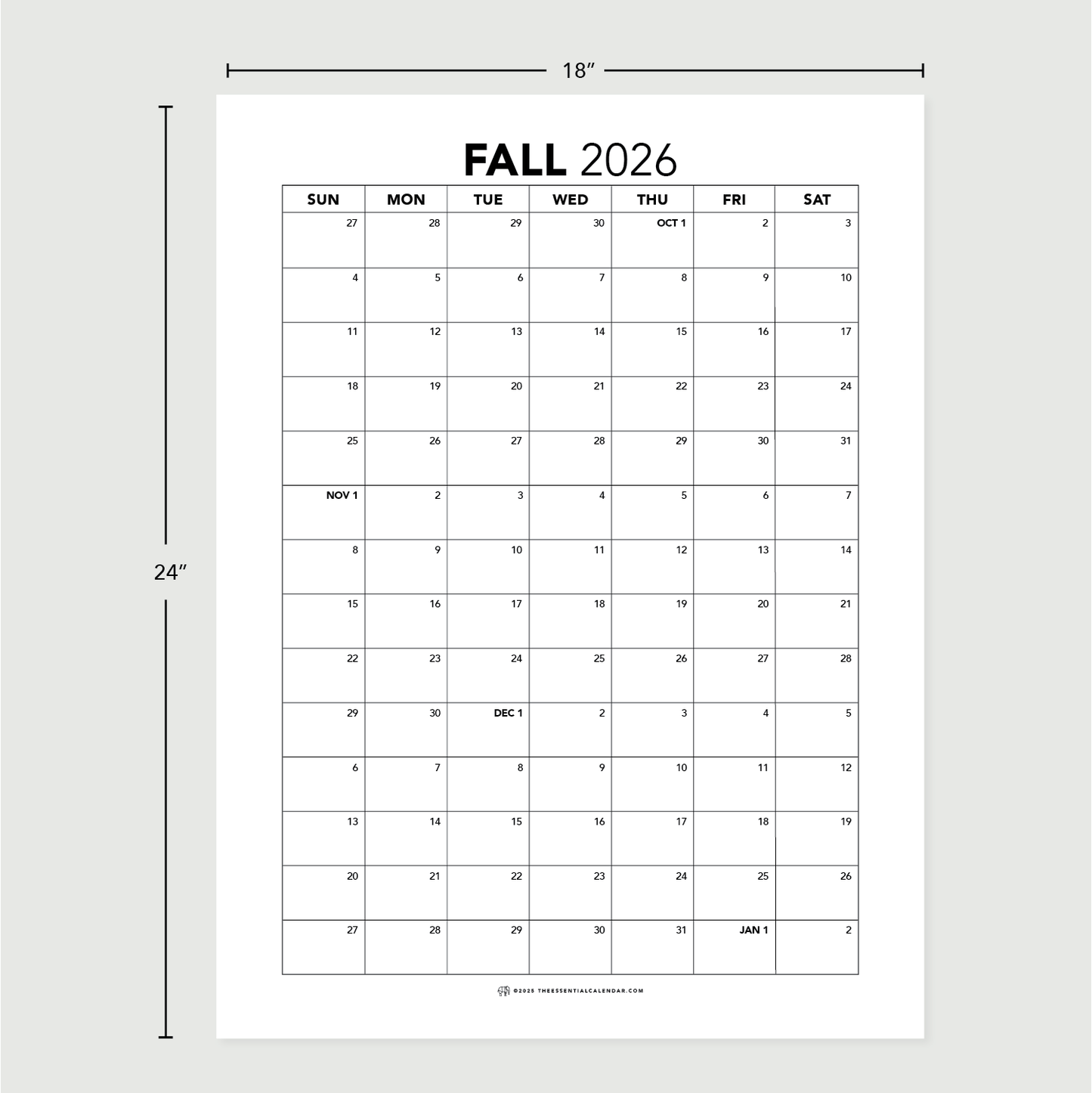 Quarterly Calendar Club: Sunday-Start