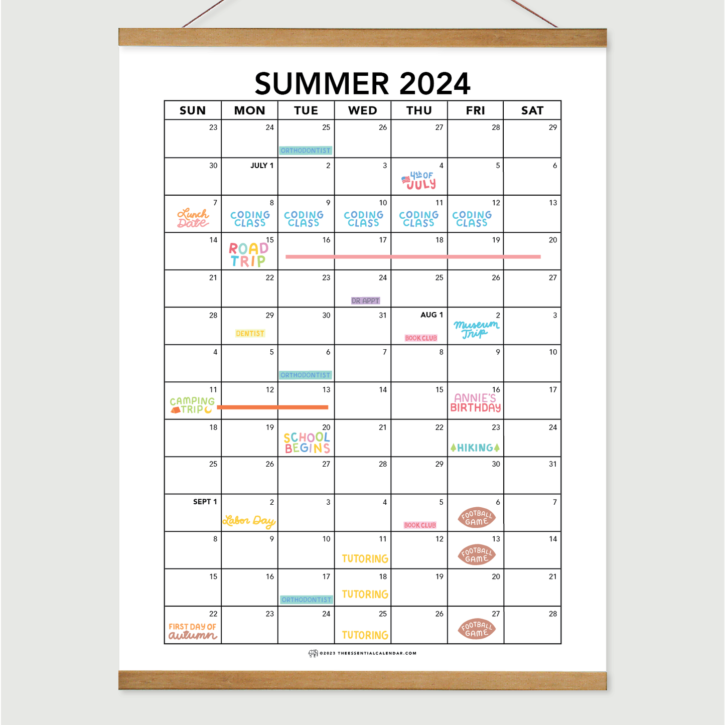 2024 Annual Calendar | Sunday-start