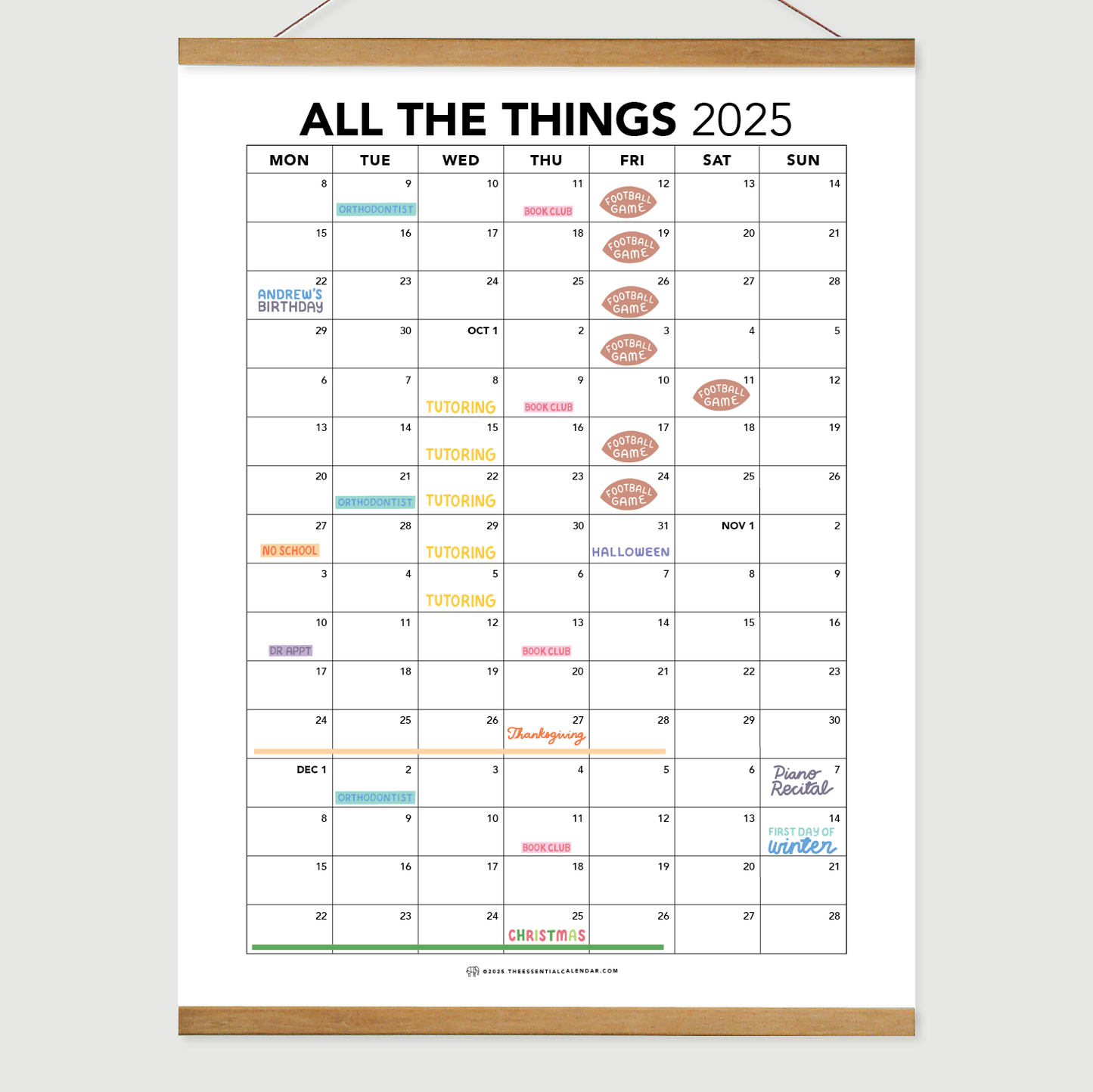 2025-2026 The Essential Family Calendar (Monday-start)