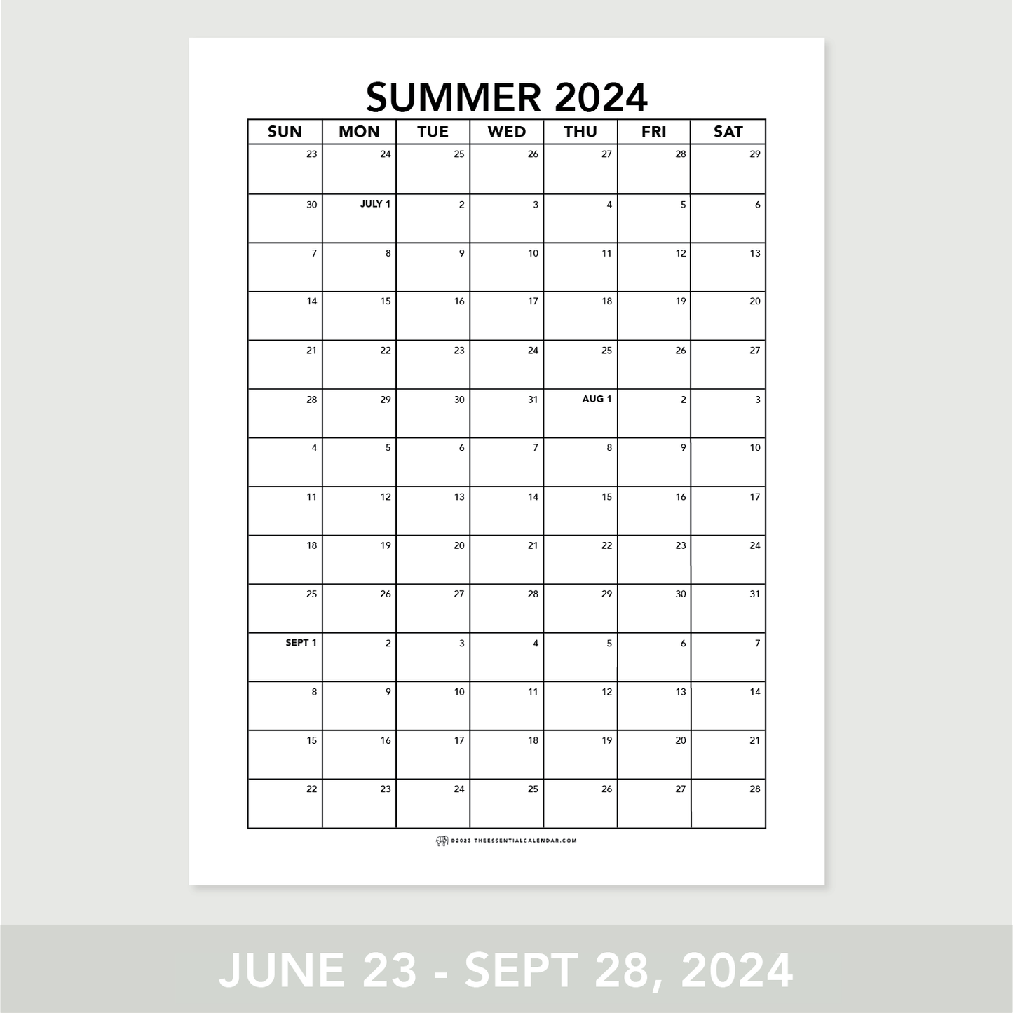 2024 Summer Calendar