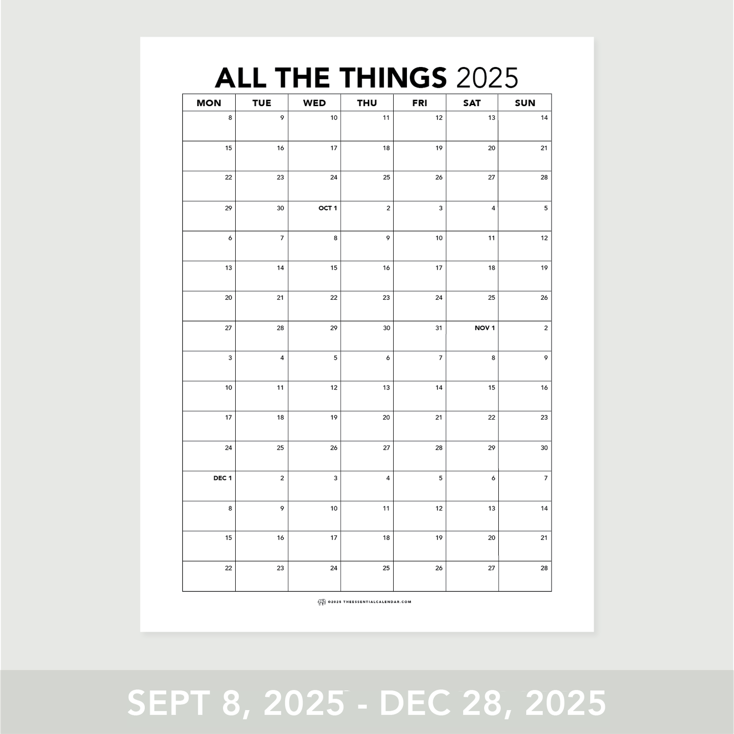 2025-2026 The Essential Family Calendar (Monday-start)