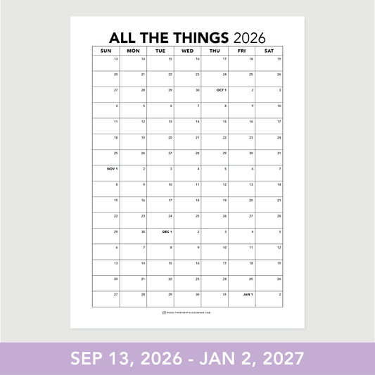 Next Three: Sunday-start Essential Family Calendar
