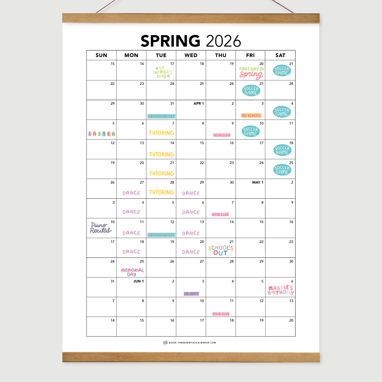 2026 Sunday-start Seasonal Calendar