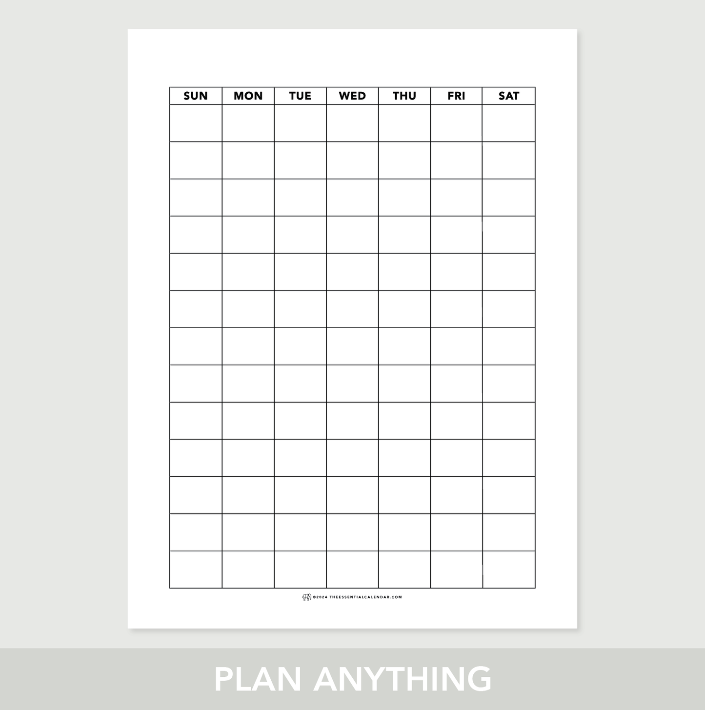 Plan Anything: Sunday-start Calendar