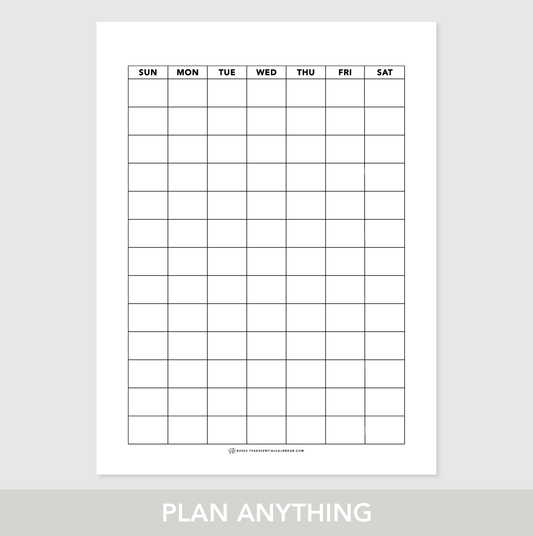 Plan Anything: Sunday-start Calendar