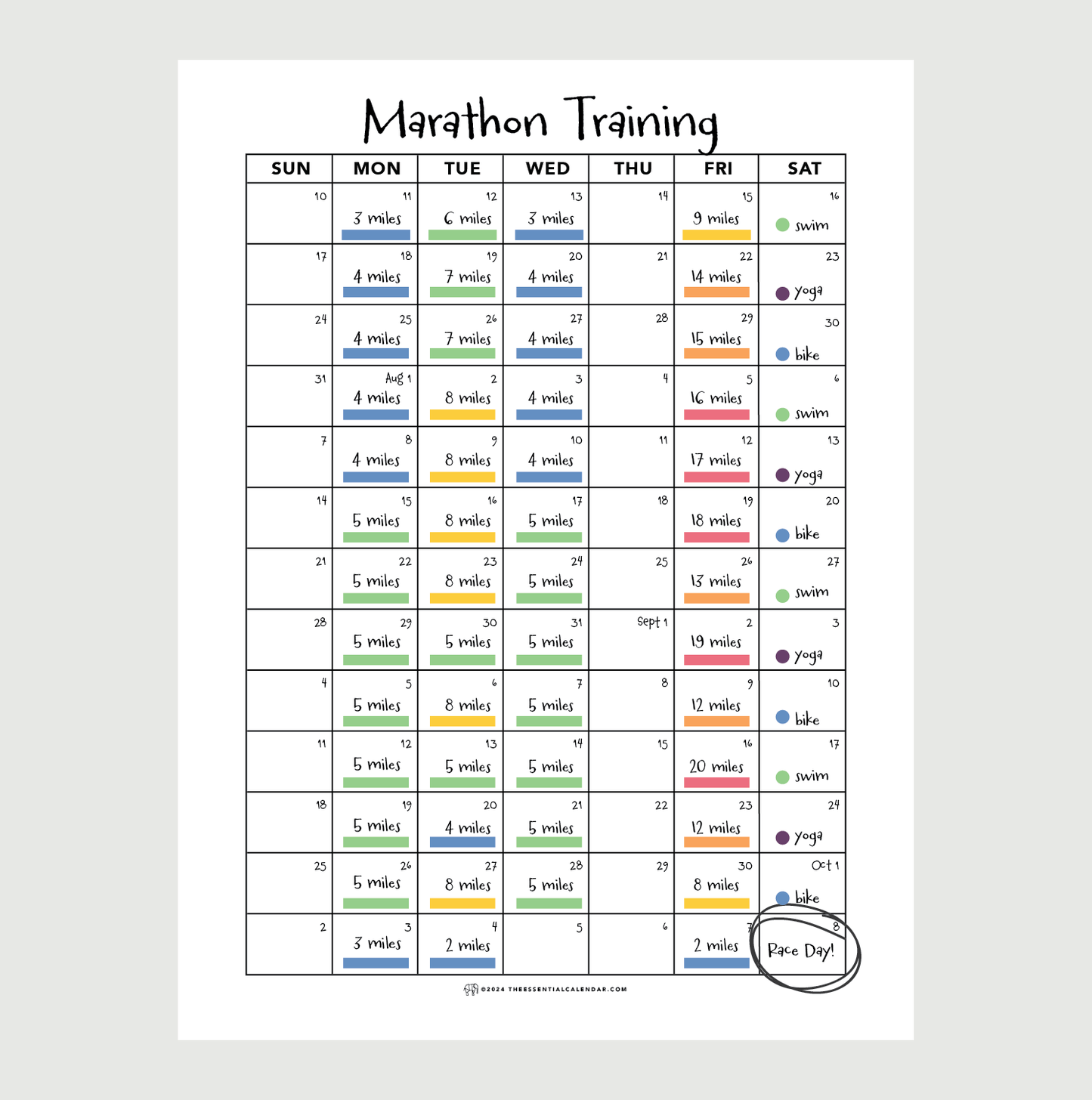 Plan Anything: Sunday-start Calendar