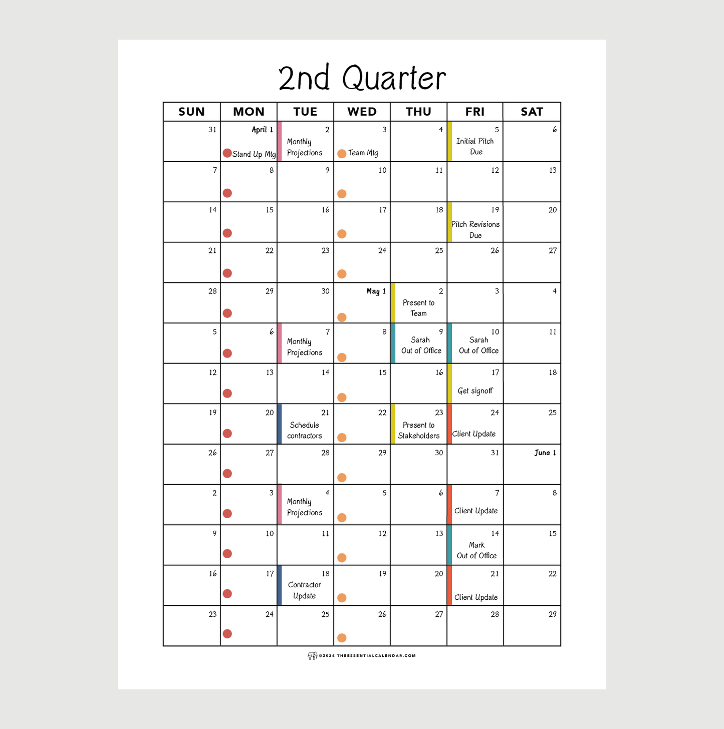 Plan Anything: Sunday-start Calendar