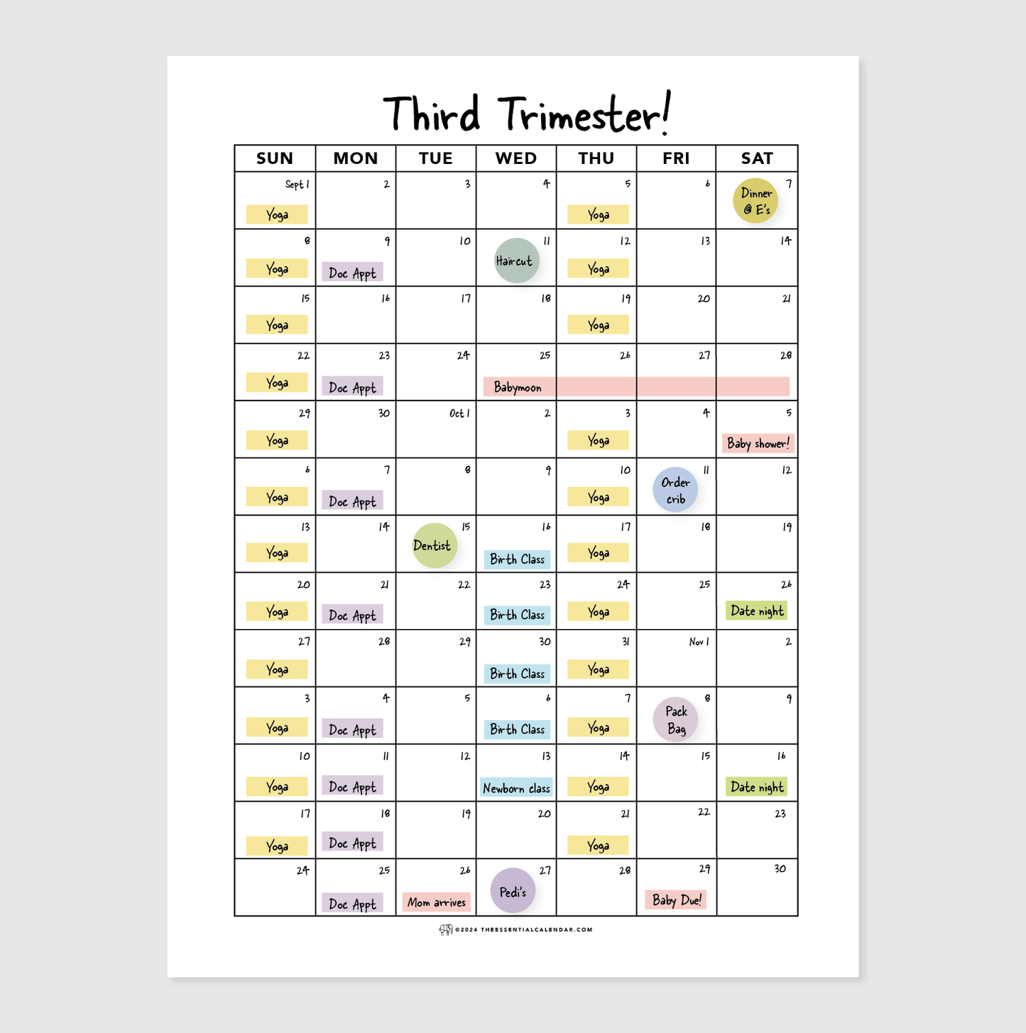 Plan Anything: Sunday-start Calendar