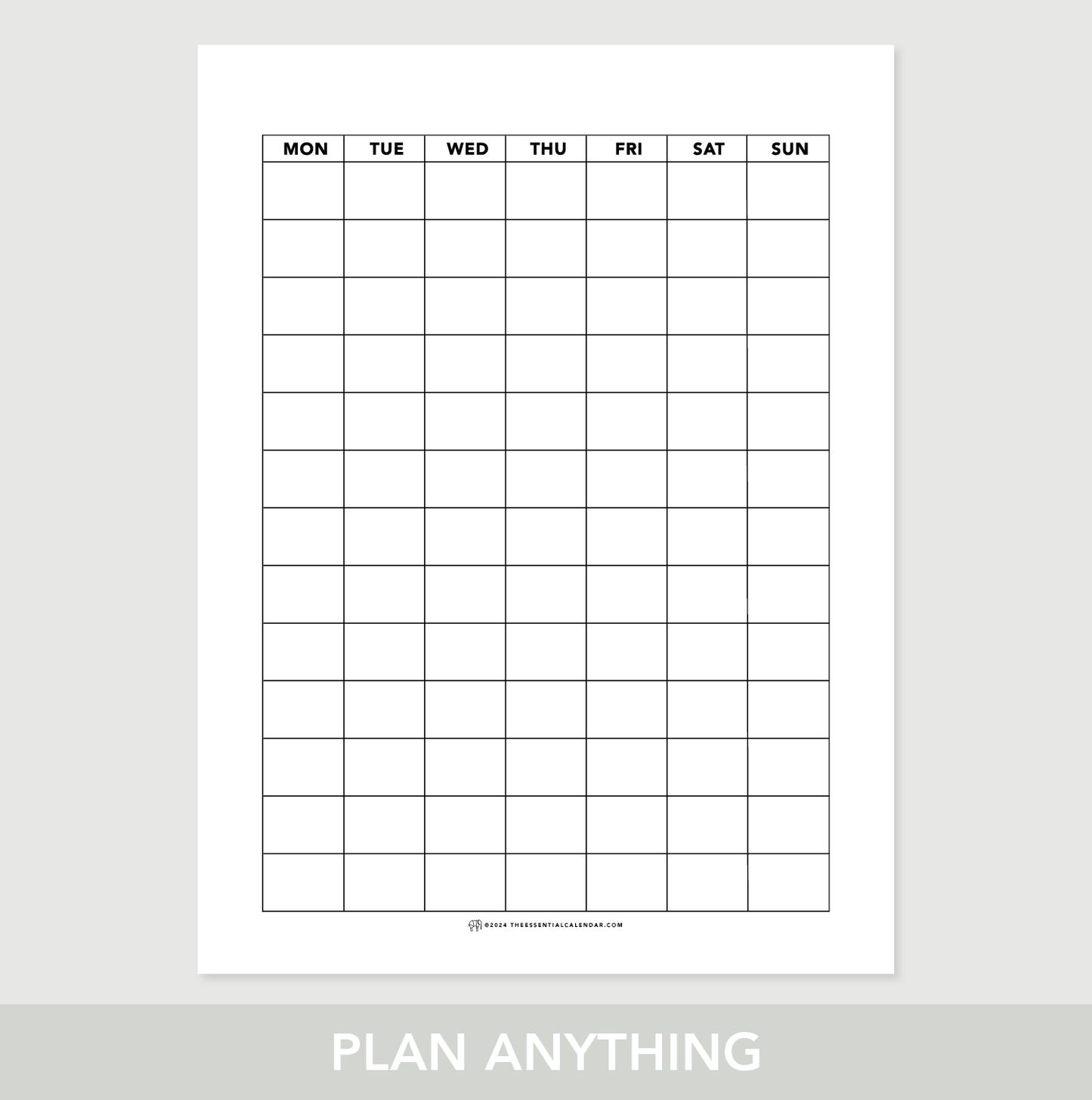 Plan Anything: Monday-start Calendar
