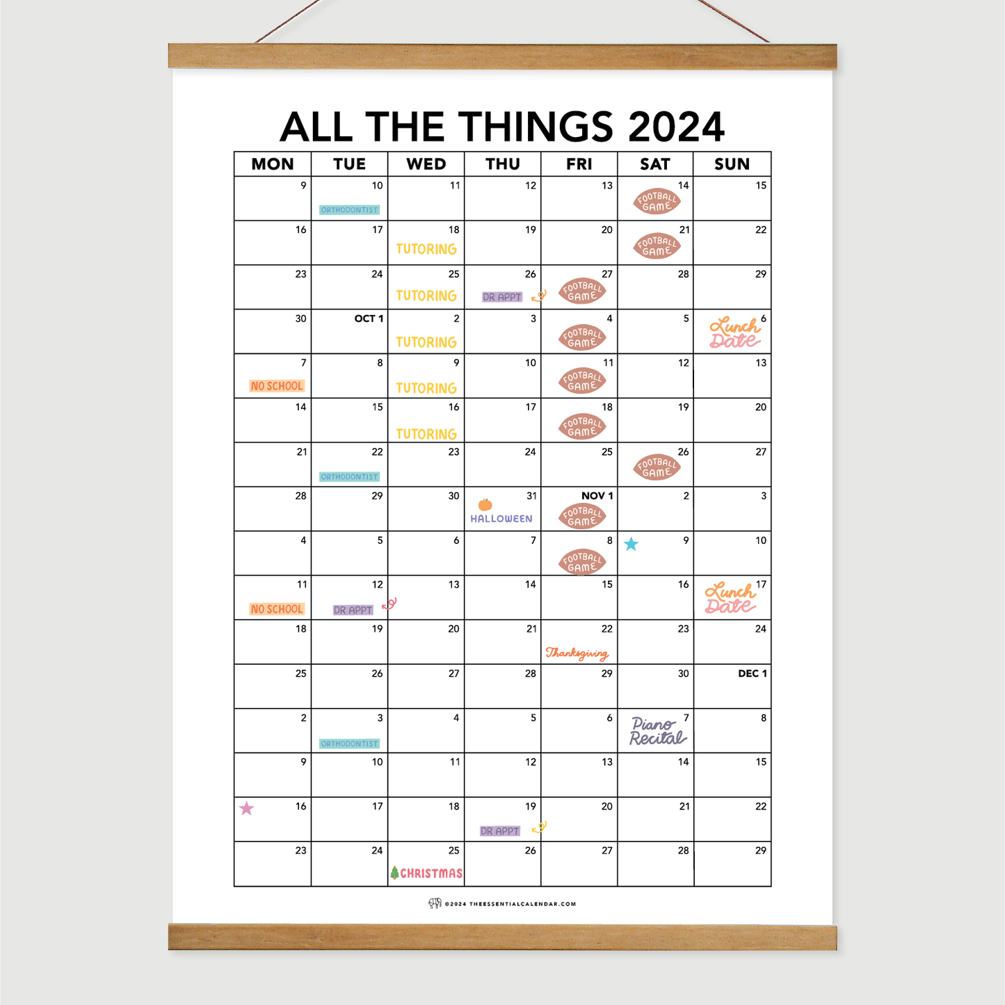Quarterly Calendar Club: Monday-Start