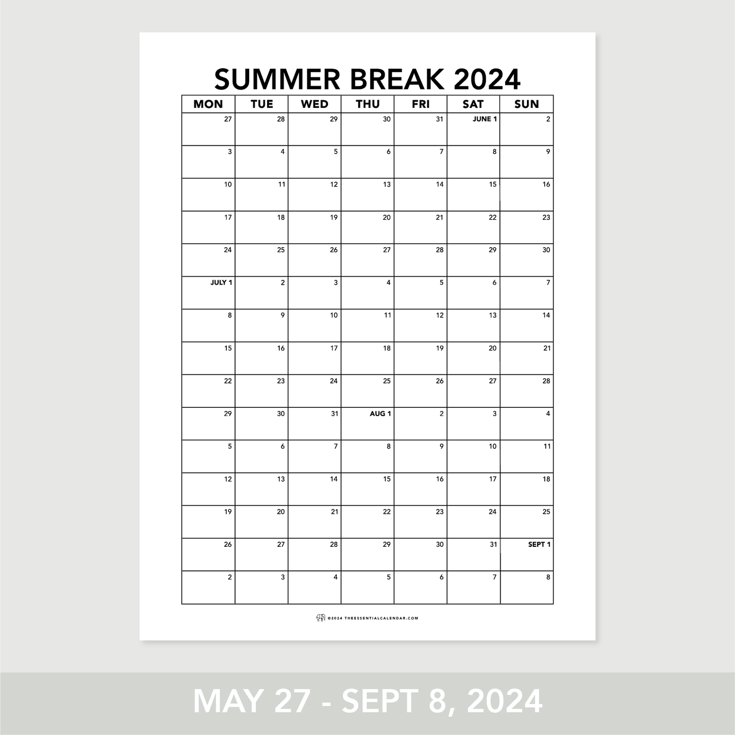 2024-2025 Monday-Start Calendar