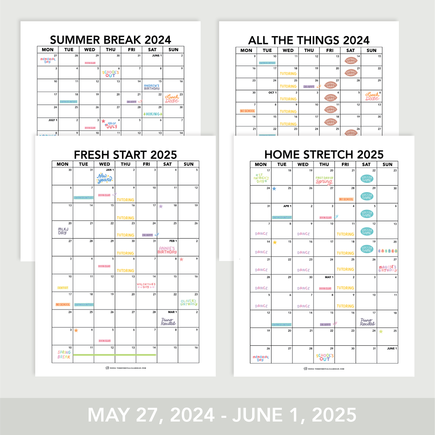 2024-2025 Monday-Start Calendar