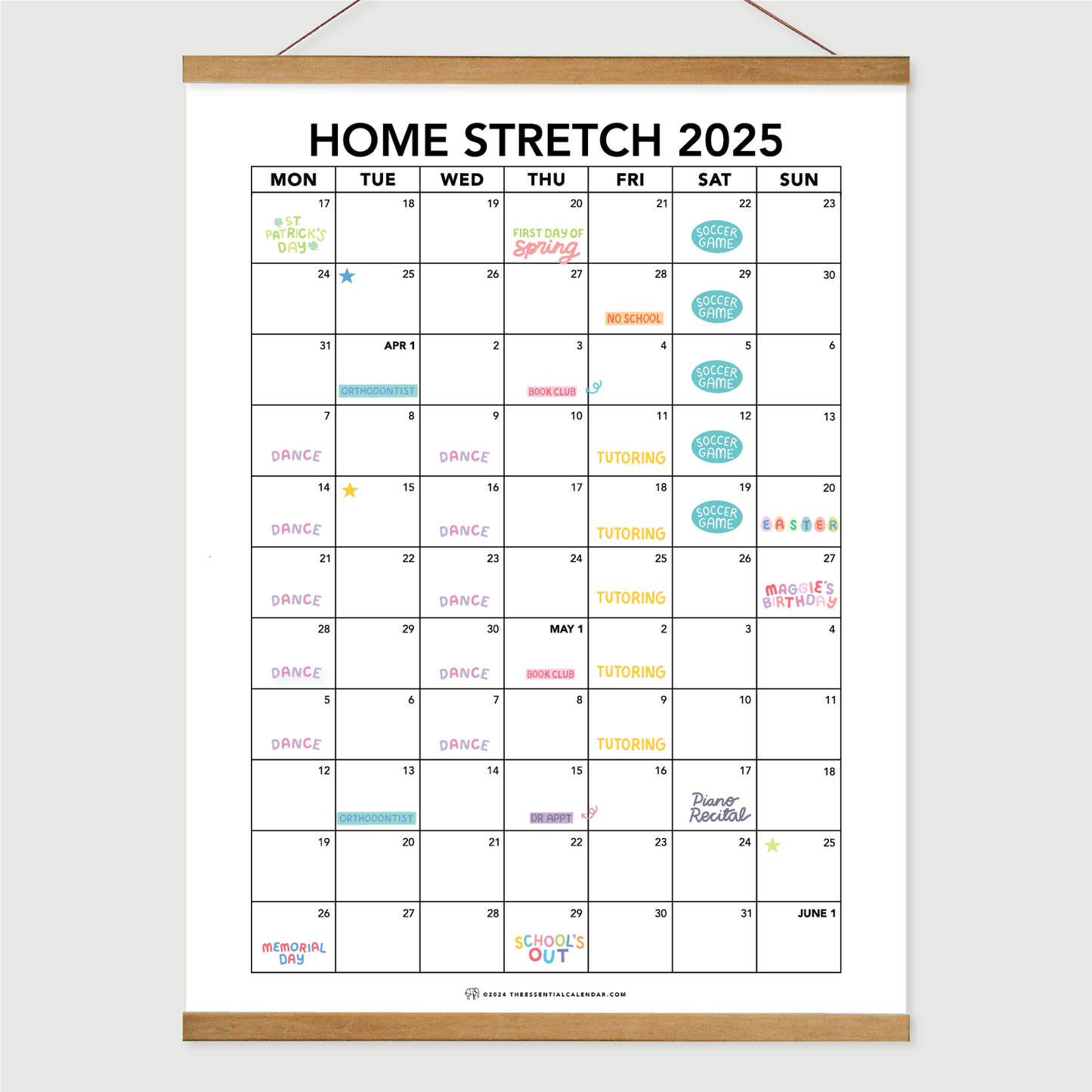 Quarterly Calendar Club: Monday-Start