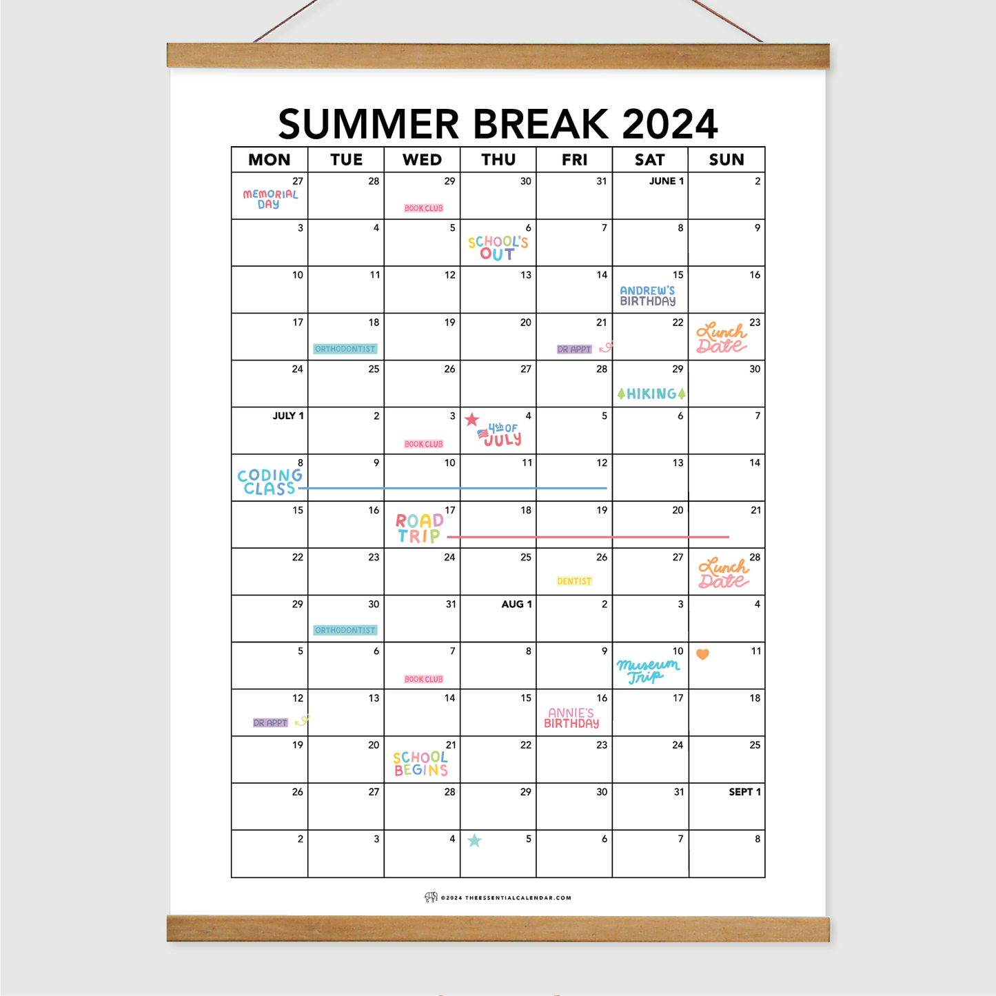 Quarterly Calendar Club: Monday-Start