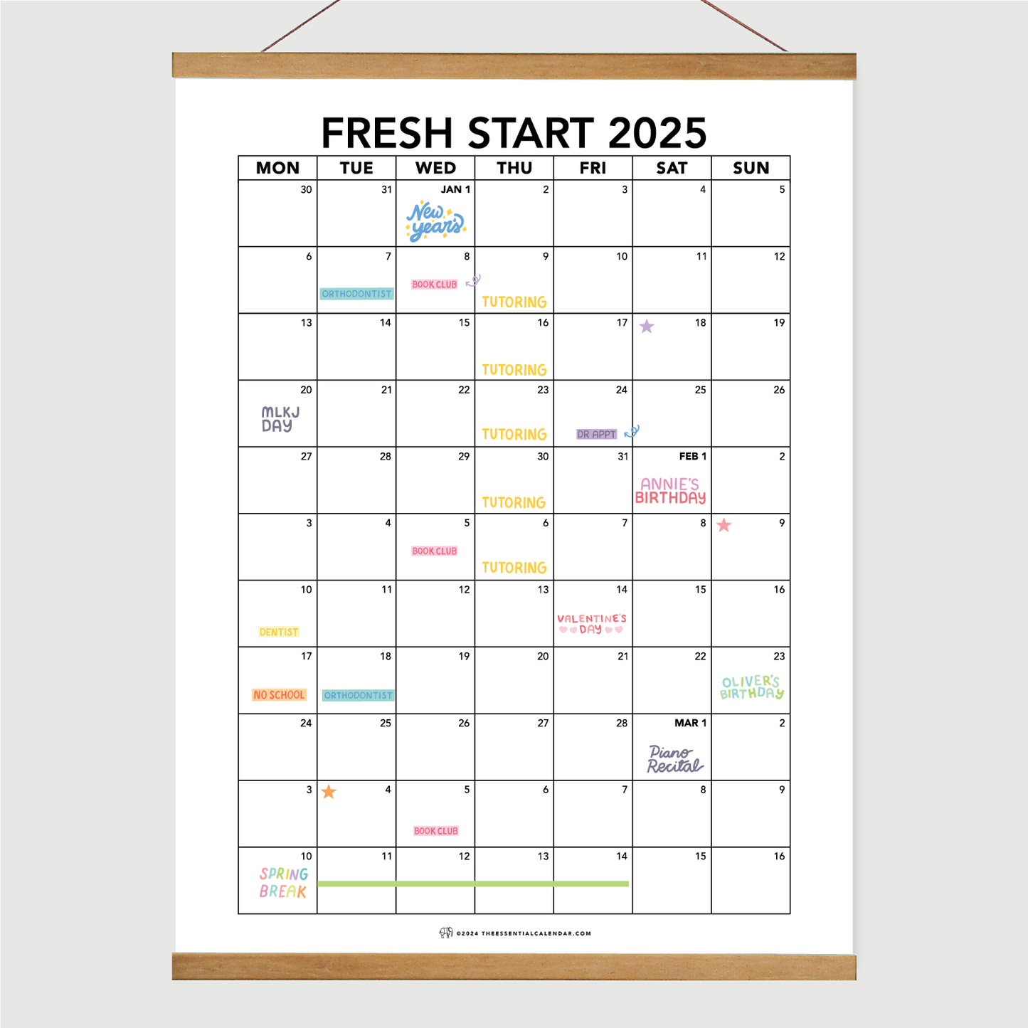 Quarterly Calendar Club: Monday-Start