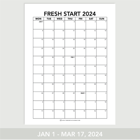 Fresh Start Calendar