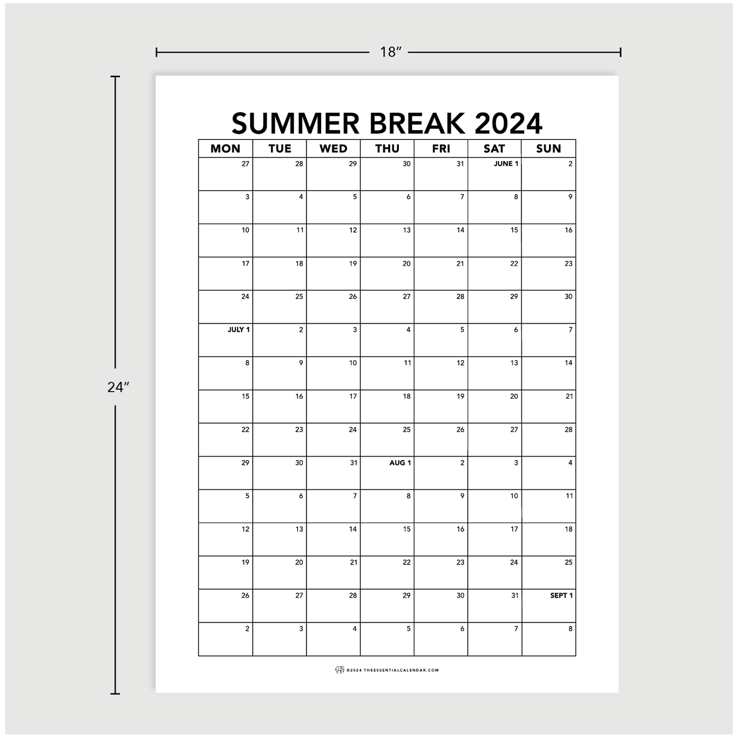 Summer Break Calendar