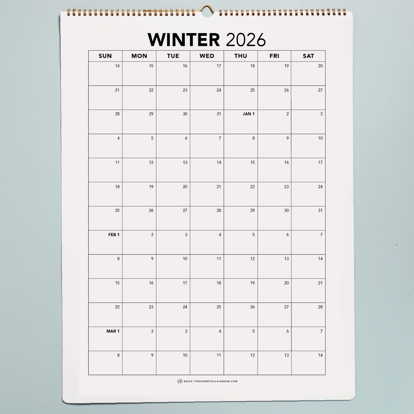 2026 Sunday-start Bound Calendar