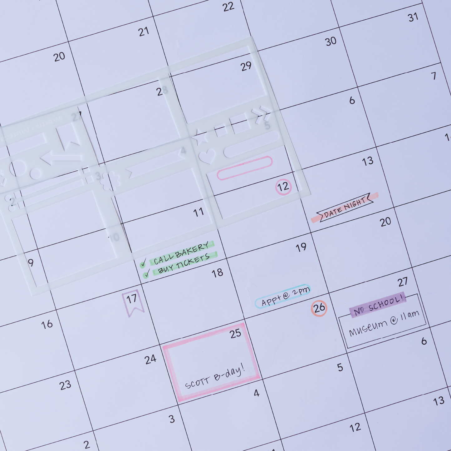 Calendar Stencil