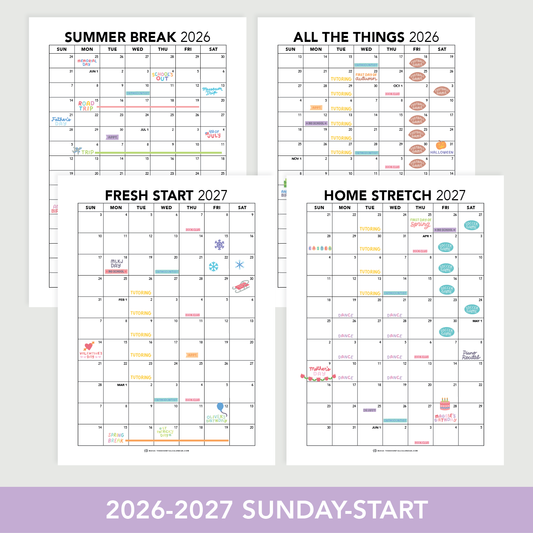 2026-2027 Sunday-start Essential Family Calendar