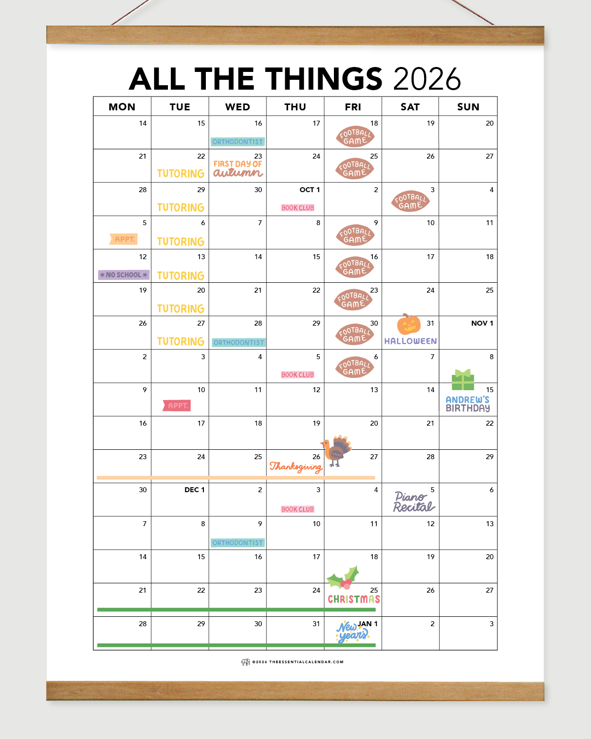 Single Sheet The Essential Calendar