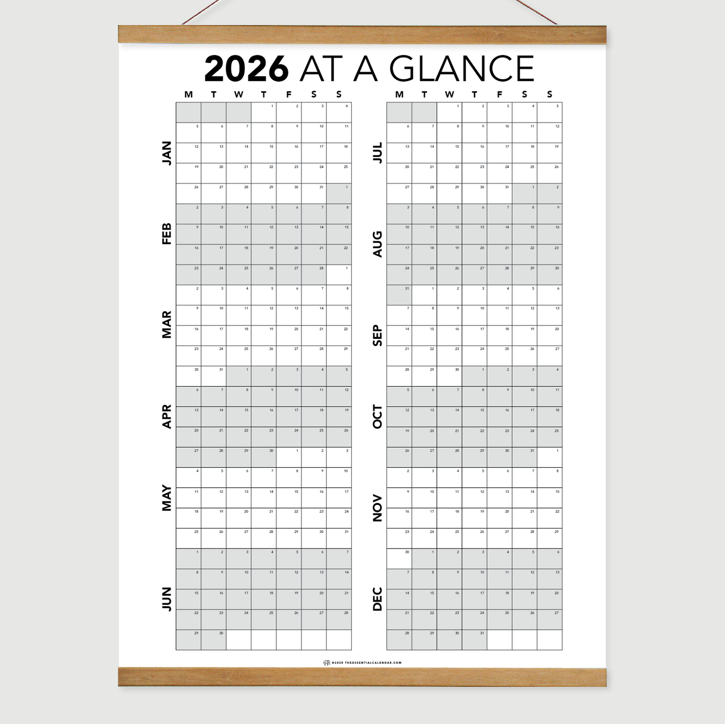 2026 Monday-start At a Glance