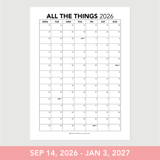 Next Three: Monday-start Essential Family Calendar
