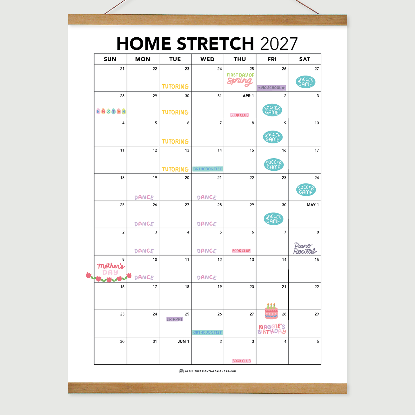 2026-2027 Sunday-start Essential Family Calendar