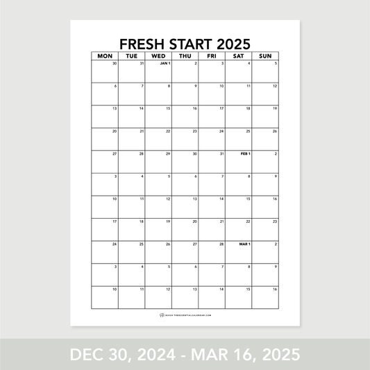 The Essential Family Calendar: Fresh Start (Monday-start)