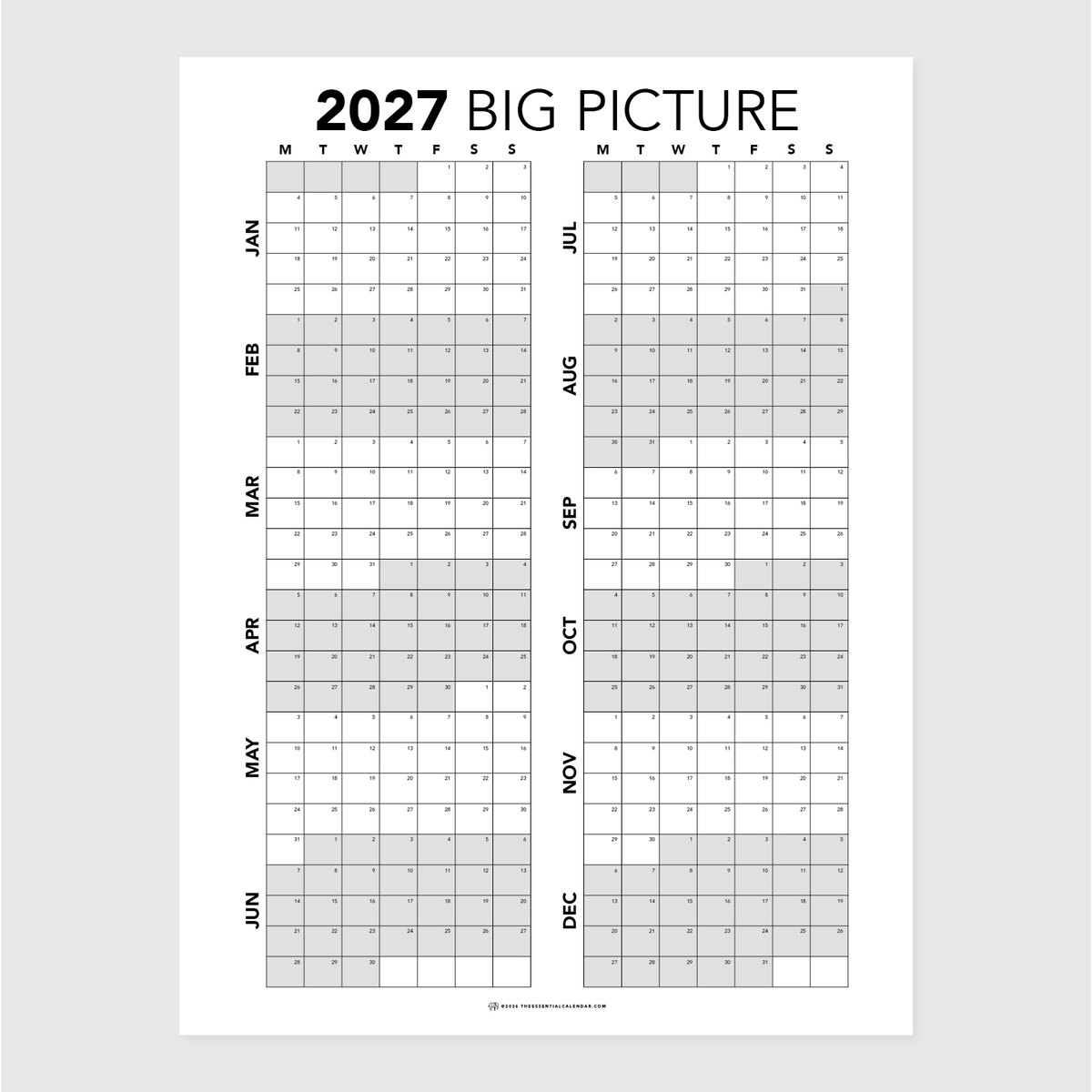 2027 Big Picture Calendar
